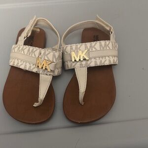 Michael Kors Kids Sandals - Cream and Brown with Gold Accent